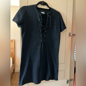 Reformation Black Lace-Up Mini Dress
